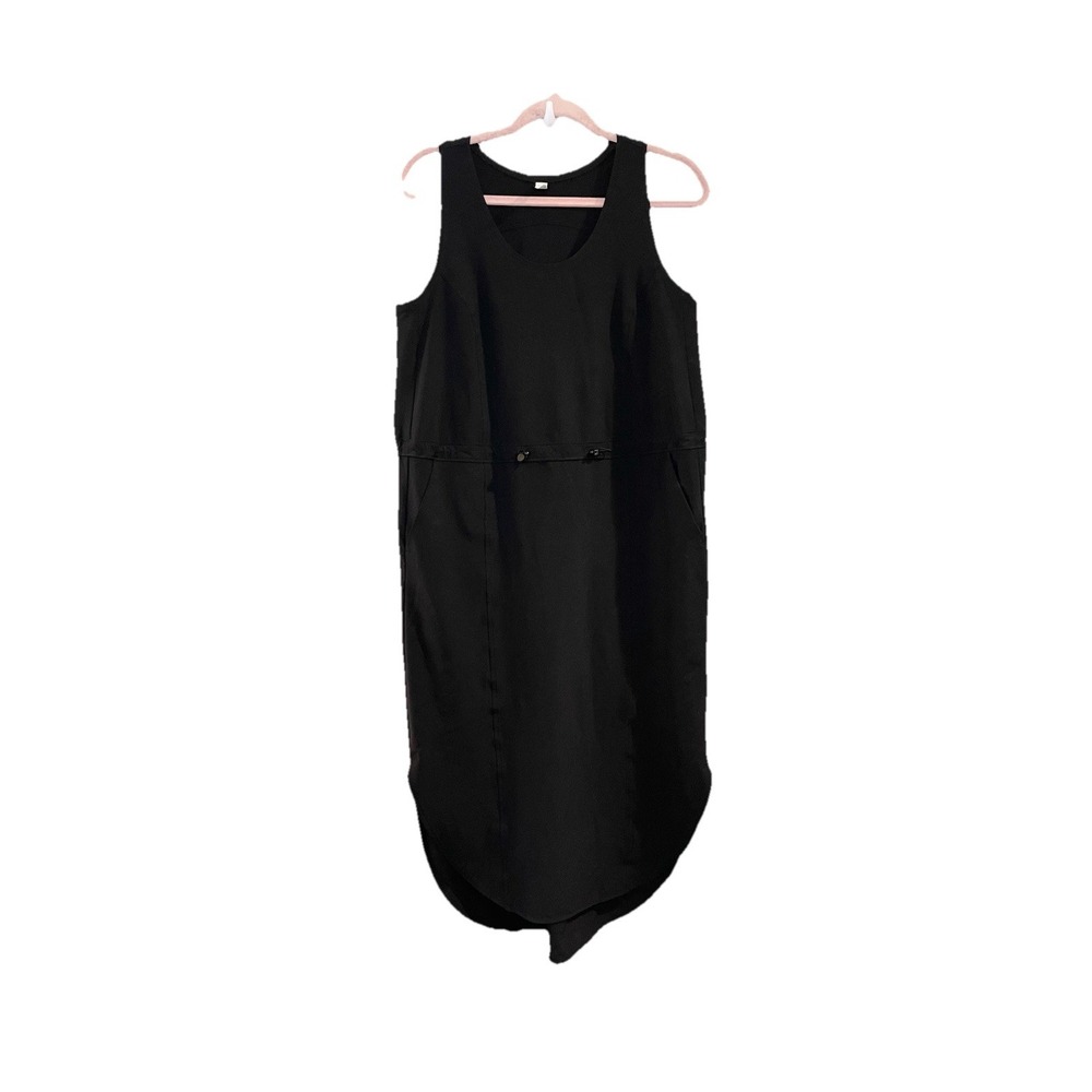 Zella Tank Black Midi Dress Activewear Drawstring Hiking Athleisure Size M